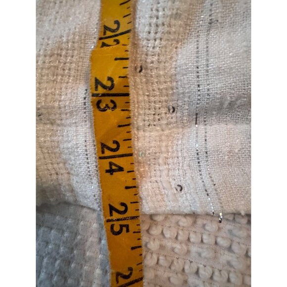 Free People White Textured Glittery Top W/ Crochet Trim Bell Sleeves V-Neckline - Picture 9 of 9